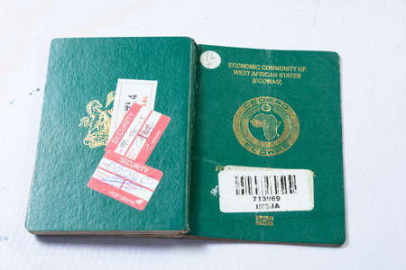 nigerian passport front and backの写真素材