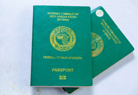 nigerian passport front and backの写真素材