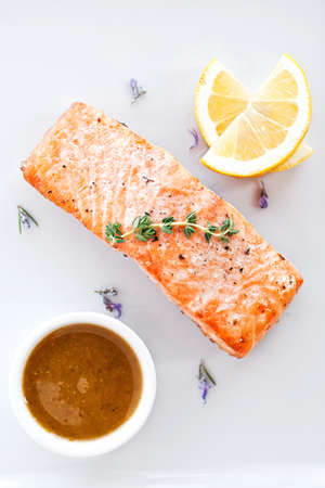 Fillet of salmon with lemon and sauce