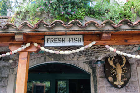 Fresh Fish Banner on a Cafeの写真素材
