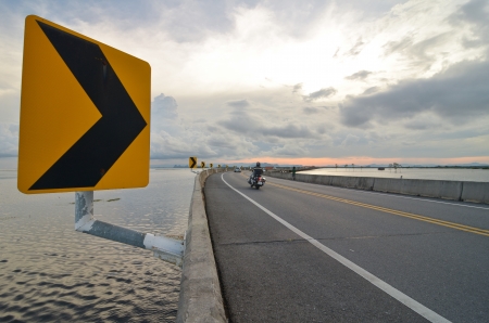 Sign on the roadの写真素材