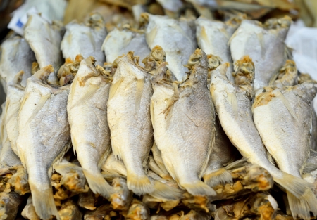 Dry fishs ready to sale in marketの写真素材