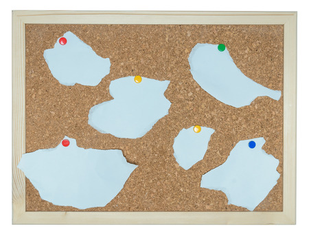 white paper on cork notice board for reminder の写真素材