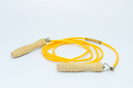 yellow skipping rope isolated の写真素材