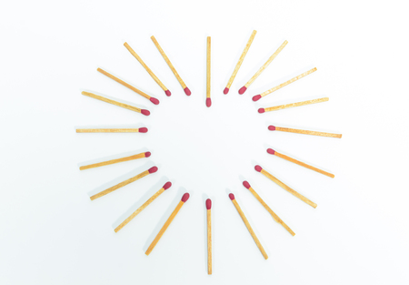 heart shape matches on white background 