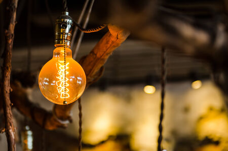 The retro lightings decor are in a coffee shopの写真素材