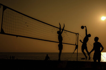 A beach volleyball is a popular sport in Thailand.の写真素材