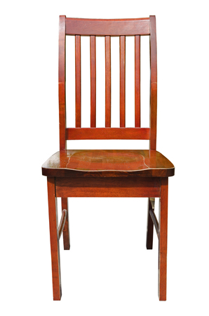 A wooden chair is on white background.の写真素材