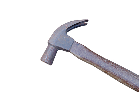 A rusty hammer is on white background.の写真素材