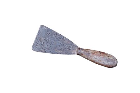 A rusty trowel is on white background.の写真素材