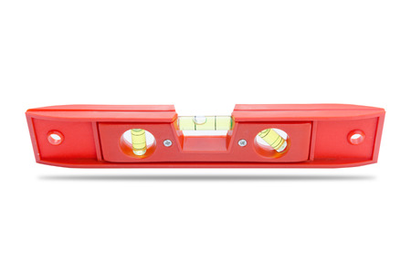 A orange level tool is on white background.