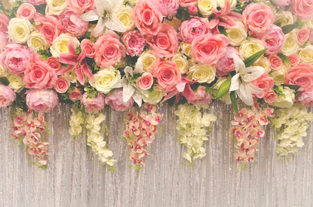 flower wedding decoration with vintage tone styleの写真素材