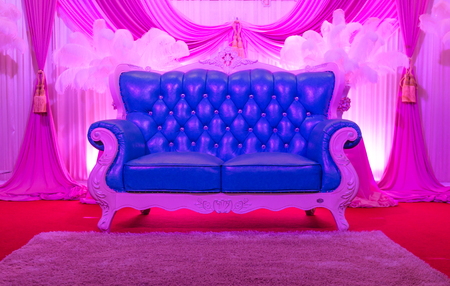 blue luxury sofa wedding vintage styleの写真素材