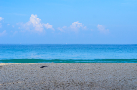 The blue sky with blue sea and beach sandの写真素材