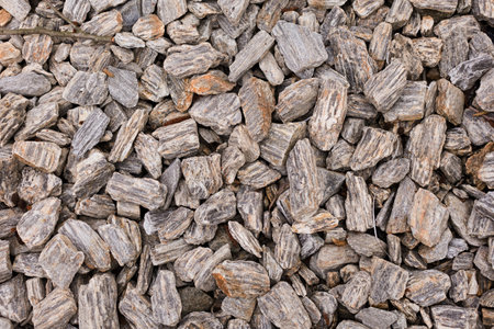 Grey decorative stones as background, top viewの写真素材