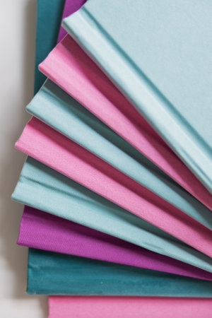 Books in a bright fabric cover
