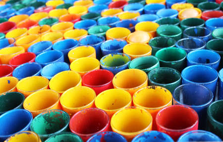 paint buckets with different colors