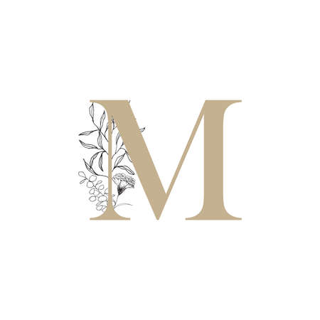 Logo letter with floral element. Minimalist initial letter logo design template for business branding identity.のイラスト素材