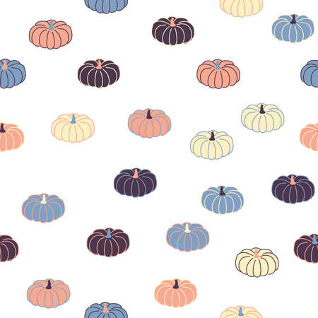 Simple pumpkin repeat pattern. Organic shape with retro color scheme. Great for textile, wallpaper, fabric, packages, wrapping, decoration, etc.のイラスト素材