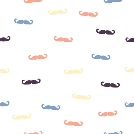 Simple mustache repeat pattern. Organic shape with retro color scheme. Great for textile, wallpaper, fabric, packages, wrapping, decoration, etc.のイラスト素材