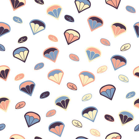 Simple object repeat pattern. Organic shape with retro color scheme. Great for textile, wallpaper, fabric, packages, wrapping, decoration, etc.のイラスト素材
