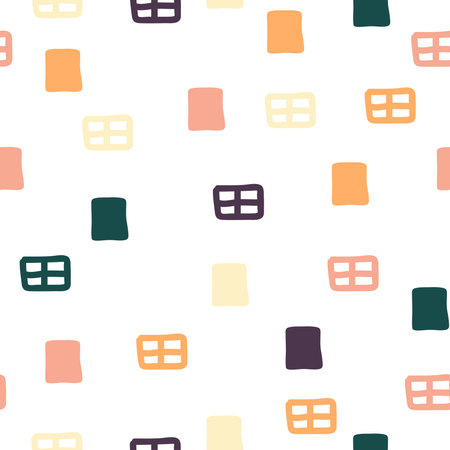 Simple object repeat pattern. Organic shape with retro color scheme. Great for textile, wallpaper, fabric, packages, wrapping, decoration, etc.のイラスト素材