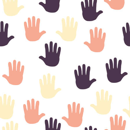 Simple hand palm repeat pattern. Organic shape with retro color scheme. Great for textile, wallpaper, fabric, packages, wrapping, decoration, etc.のイラスト素材