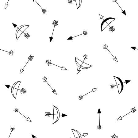 Random bow and arrow repeat pattern. Organic shape element for textile, wallpaper, fabric, packages, wrapping, decoration, etc.のイラスト素材