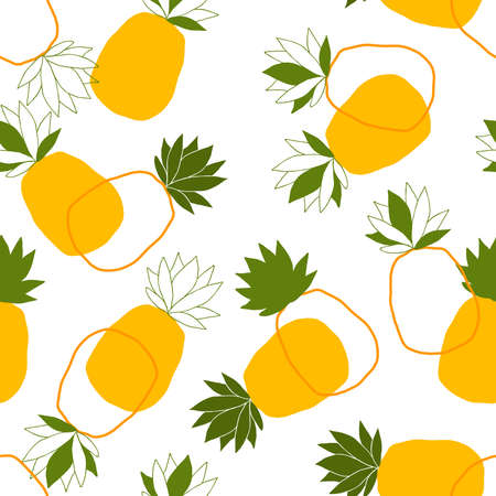 Simple pineapple repeat pattern. Organic shape element for textile, wallpaper, fabric, packages, wrapping, decoration, etc.のイラスト素材