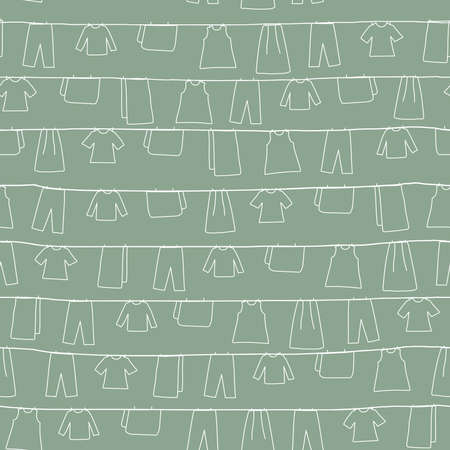Hanging clothes repeat pattern. Organic shape element for textile, wallpaper, fabric, packages, wrapping, decoration, etc.のイラスト素材