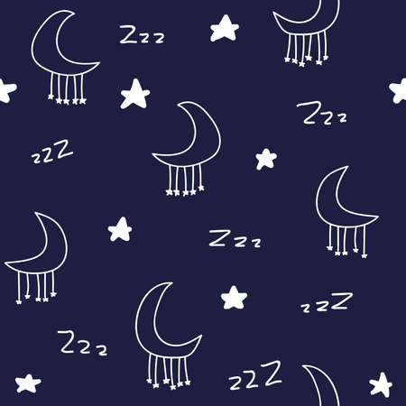 Simple moon repeat pattern. Organic shape with retro color scheme. Great for textile, wallpaper, fabric, packages, wrapping, decoration, etc.のイラスト素材