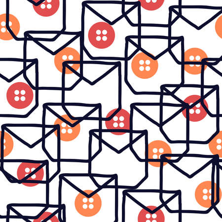 Simple button and pocket repeat pattern. Organic shape with retro color scheme. Great for textile, wallpaper, fabric, packages, wrapping, decoration, etc.のイラスト素材