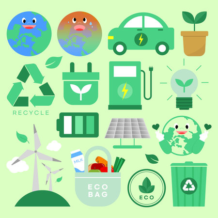 Eco-friendly Illustration Setのイラスト素材