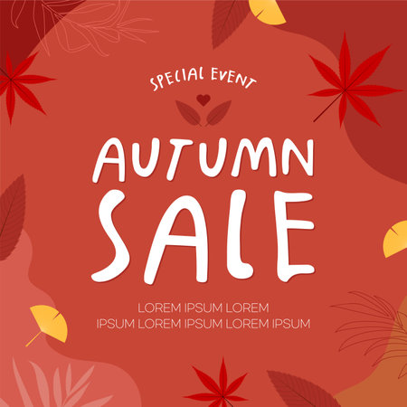 Autumn sale banner template. Seasonal discount offers. Vector illustrationのイラスト素材