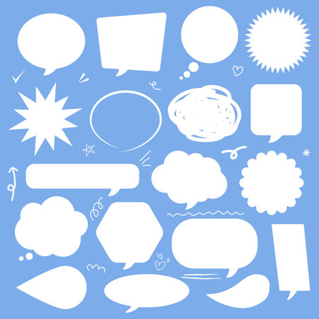 Set of speech bubbles. Isolated on blue background. Vector illustration.のイラスト素材