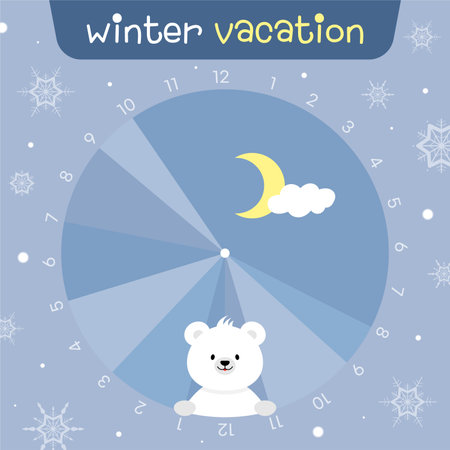 Winter Vacation. Cute cartoon polar bear. Vector illustrationのイラスト素材