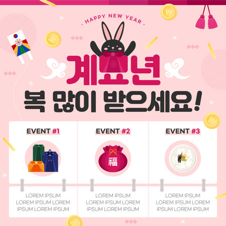 Chinese New Year of the Rabbit Vector Illustration. Chinese characters mean Happy New Year.のイラスト素材