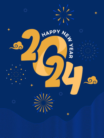 Happy New Year 2024. Greeting card. Vector illustration.のイラスト素材