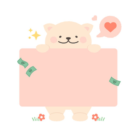 A cute puppy frame drawn with a doodle. Vector illustration in flat style.のイラスト素材