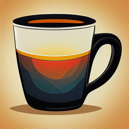 Illustration of a coffee mug with a dark base and a light topの写真素材