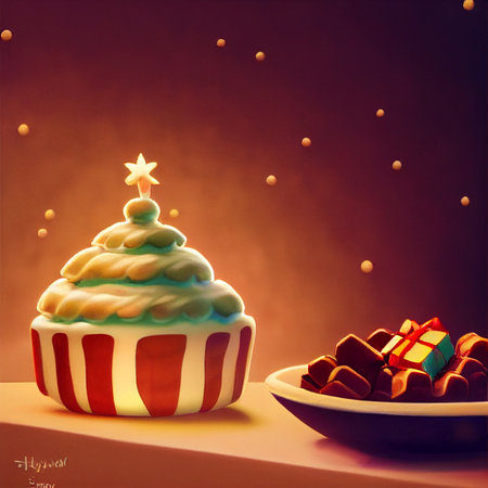 Colorful illustration of christmas treats. High quality illustrationの写真素材