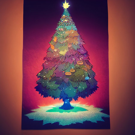 Colorful christmas tree illustration. High quality illustrationの写真素材