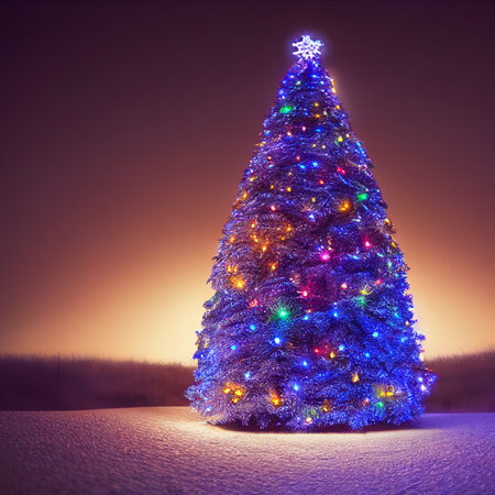 Christmas tree in the forest. High quality illustrationの写真素材