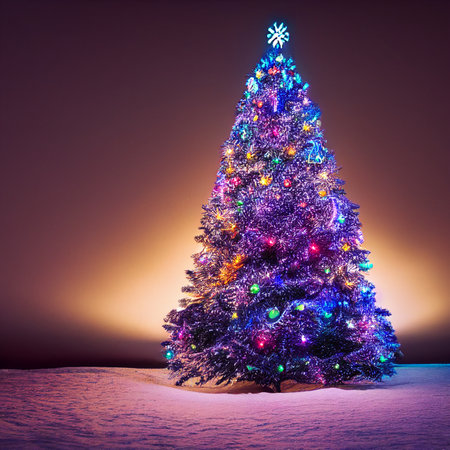 Christmas tree in the forest. High quality illustrationの写真素材