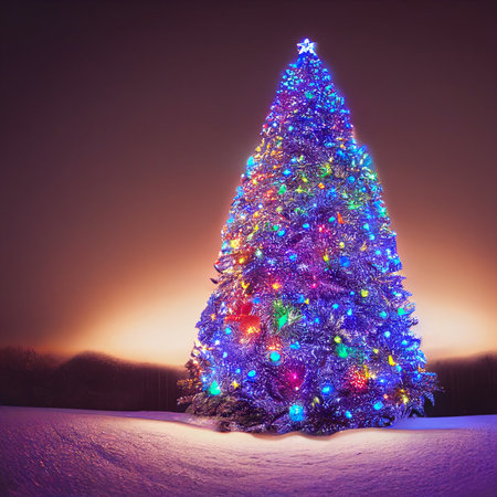 Christmas tree in the forest. High quality illustrationの写真素材