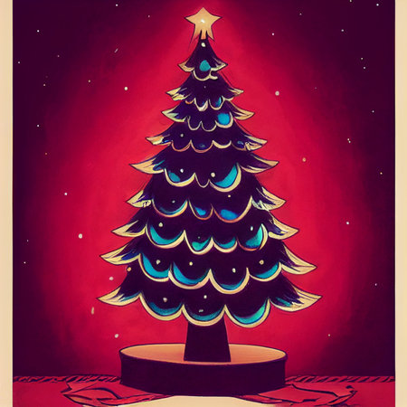 beautiful hand-drawn abstract image of a Christmas tree. High quality illustrationの写真素材