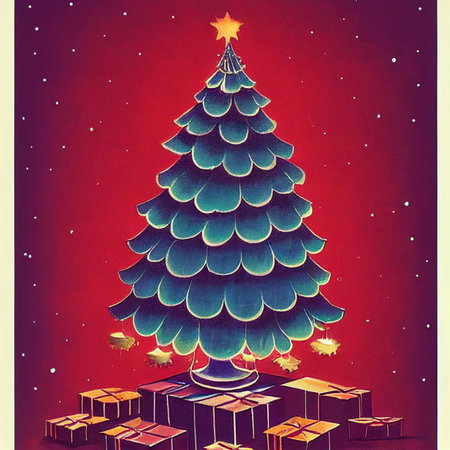 beautiful hand-drawn abstract image of a Christmas tree. High quality illustrationの写真素材