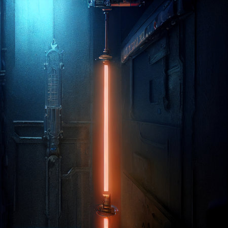 Futuristic background with fluorescent lamp. High quality illustrationの写真素材