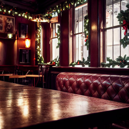 Pub decorated for Christmas. High quality illustrationの写真素材