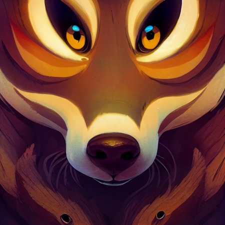 Image of a wolf face drawn in  style. High quality illustrationの写真素材